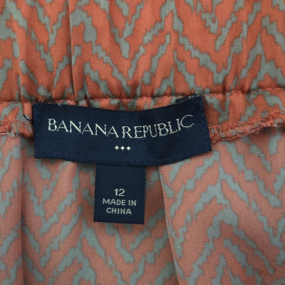 BANANA REPUBLIC Orange Tan Herringbone Print Skirt Sash Belt And Pockets Size 12 - Picture 8 of 11